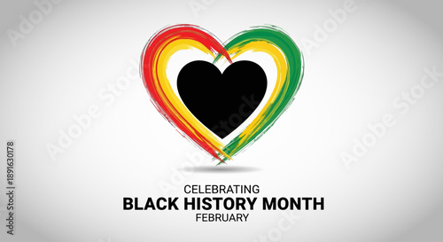Celebrating Black History Month with a Heart Symbol in Pan African Colors Powerful Representation and Unity Concept