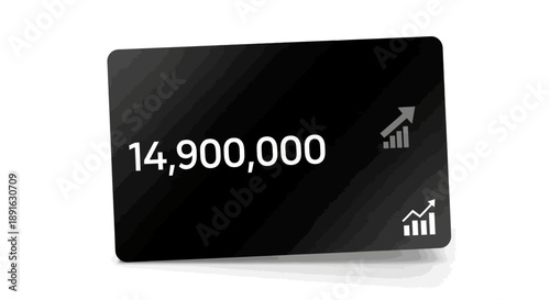 Black digital card displaying a large numeric value with signal and graph icons.