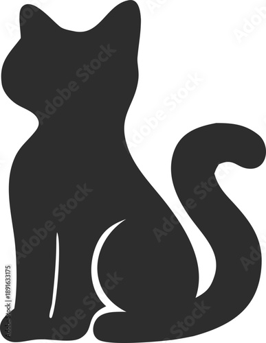 Cat silhouette vector symbol. Minimal black animal icon perfect for branding, websites, packaging, stickers, and creative pet graphics.