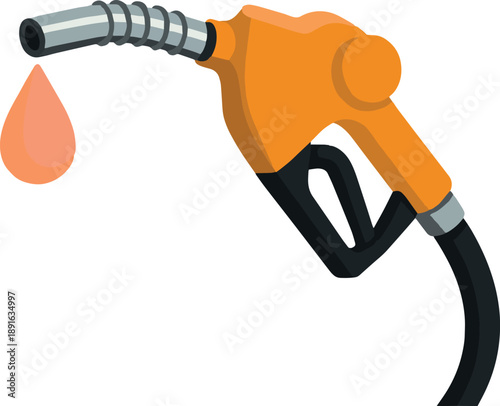 Fuel Pump Nozzle with Dripping Gasoline Drop Illustration