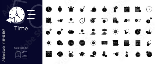 Time Solid Editable Icons set
