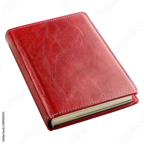 Red notebook on transparent background