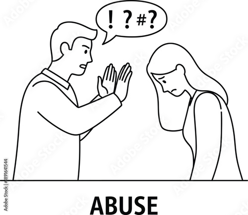 Man verbally abusing a distressed woman, symbolizing domestic violence and emotional trauma