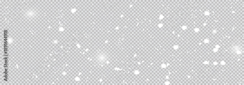 Random falling snow flakes on a transparent background. Snowfall dust freezes the granules. Snowy landscapes of nature, It's snowing! Falling snowflake