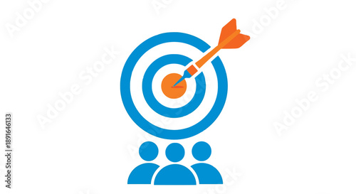 Precision aim concept with dart hitting bullseye on circular target symbolizing goal achievement and teamwork strategy