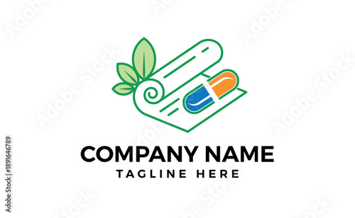 Medical and capsule logo for healing pharmacy hospital clinic drug store