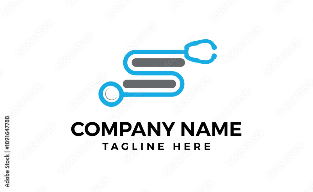 Fototapeta premium Medical report with stethoscope logo design concept