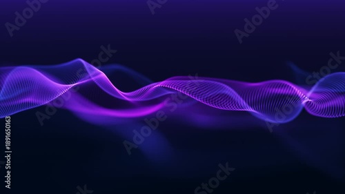 Futuristic purple neon waves with smooth gradient flow, minimalistic abstract digital background, glowing energy lines, seamless loop.