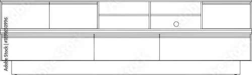 A modern kitchen interior features sleek cabinetry and built-in appliances, exuding clean lines and functionality. The room is designed for efficiency and style.