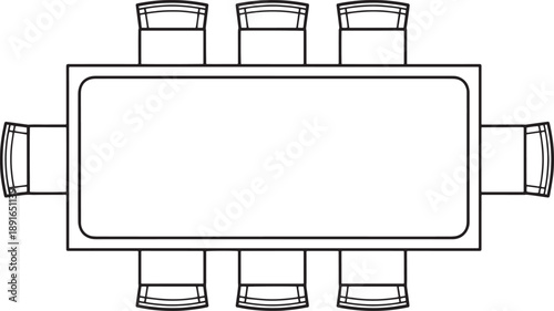 An overhead illustration showcases a conference table, meticulously positioned with chairs, ready for a productive meeting or collaborative discussion.