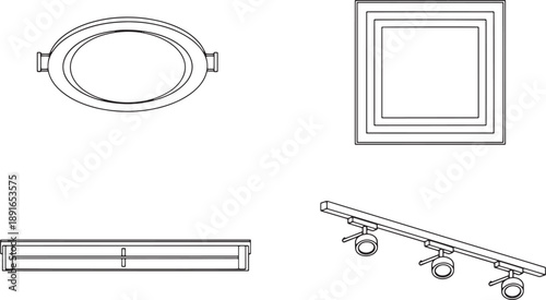 A collection of architectural light fixture designs.