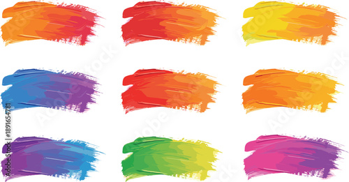 Colorful brushstroke swatches in artistic texture style for creative design, painting inspiration, digital art, and vibrant palette illustrations