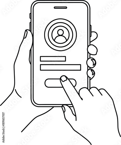 A person's hand interacting with a mobile phone application for user login or profile management