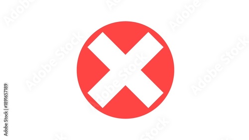 Looping pulsing red circle with white cross icon scaling on clean white background