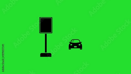 Car parking in green background animation