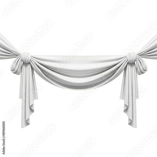 Elegant white fabric swag isolated on transparent background