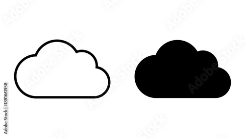 Cloud icon set. Suitable for various purposes like weather forecast graphics, digital storage representations, app icons, or general design elements.