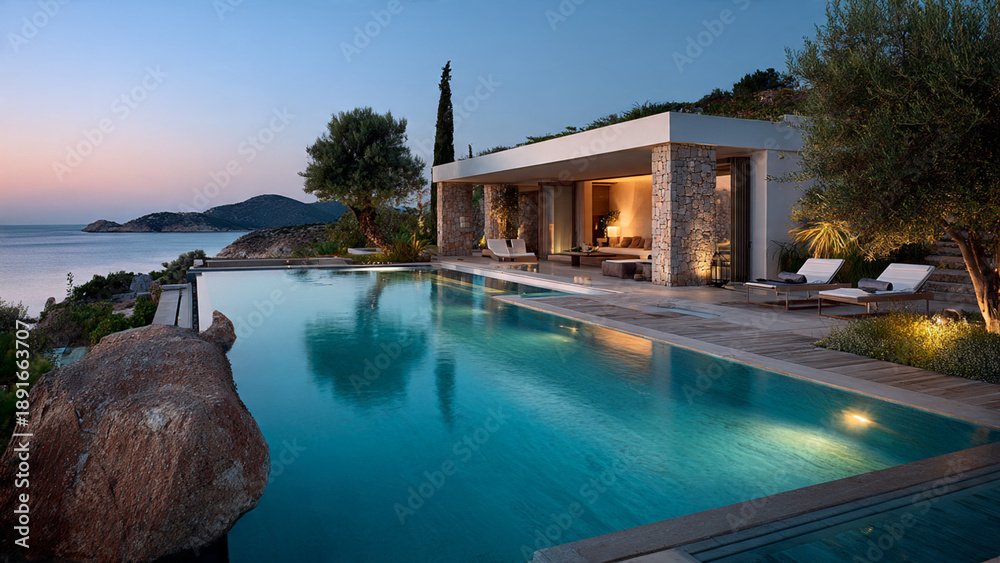 Obraz premium Luxusvilla am Meer