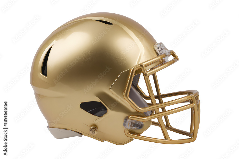 Fototapeta premium Gold American football helmet, side view