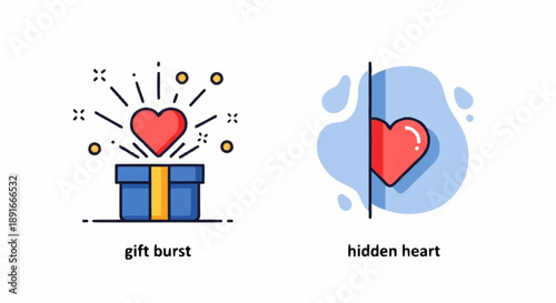 Gift and Heart Illustrations with Symbolic Meanings.