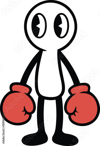Retro Cartoon Boxer Mascot Vector Illustration
