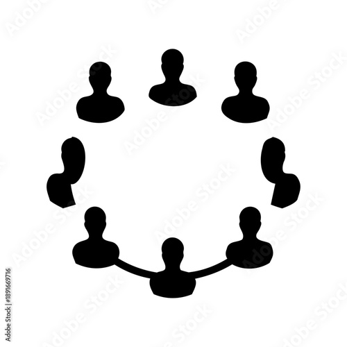 Silhouettes of people in a circle Vector, illustration