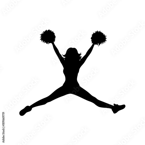 Cheerleader in mid-air Vector, illustration