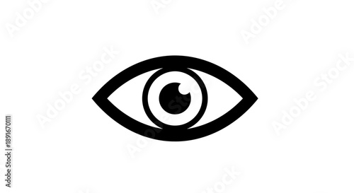A simple black and white illustration of a human eye focused and direct