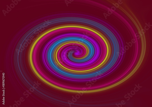 abstract colorful spiral on a red background, illustration