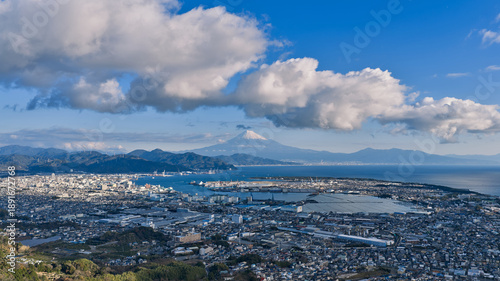 Mount Fuji Overlooking Shimizu Port and Suruga Bay from Nihondaira, Japan
