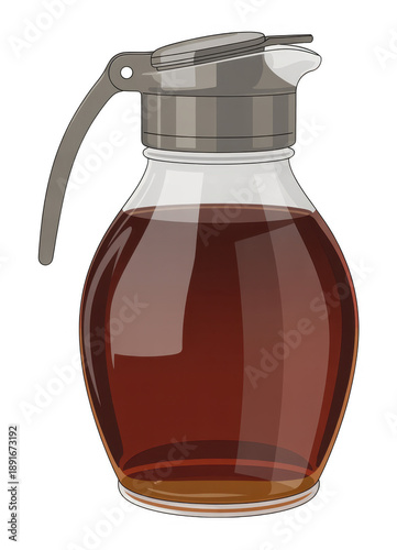 Glass syrup jug isolated on a transparent background