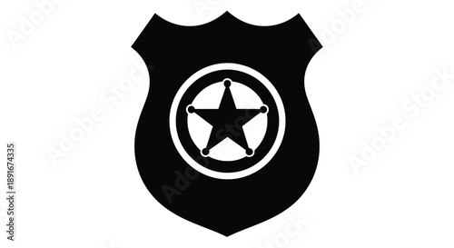 Black silhouette of a sheriff's badge featuring a five pointed star within a circle