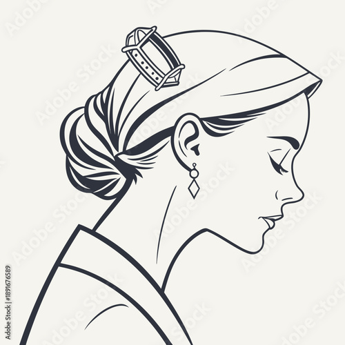 Εκτύπωση καμβά Profile of a woman with elegant headpiece