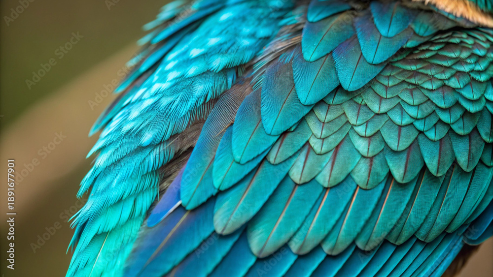 Obraz premium Turquoise Bird Feather Close-Up