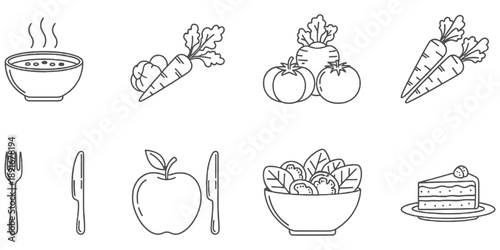 Food ingredient icon set illustration modern flat vector design isolated transparent background suitable for kitchen recipe restaurant menu branding poster and digital design usage
