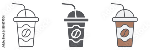 Latte to go line icon, coffee and drink, coffe cup sign, vector graphics, a linear pattern on a white background.