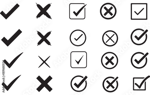 Checkmark, Cross & Checkbox Icon Set