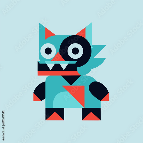 Creative Graphic Design Monster Character Illustration, Playful Art Style, Colorful Environment