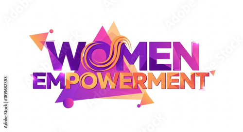 Vibrant purple and orange 'women empowerment' logo with abstract shapes on white background