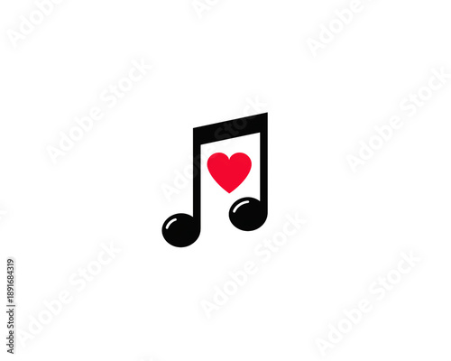 Heart shaped note symbol shows love for music on Valentine's Day celebration