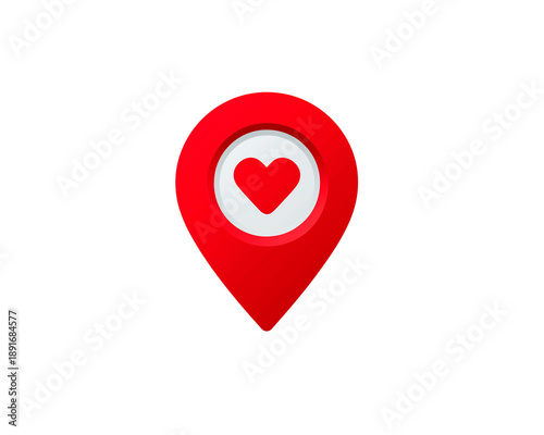 Valentine's Day location pin icon with a heart symbol showing celebration of love and connection