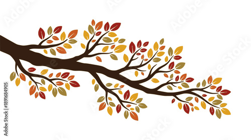 Autumn Tree Branch with Vibrant Fall Foliage