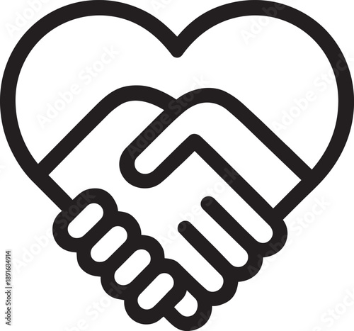 Handshake inside heart frame line icon vector illustration
