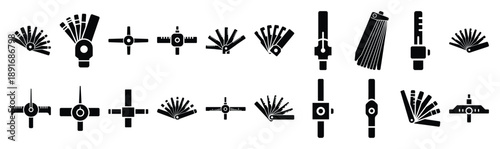 Εκτύπωση καμβά Set of various black silhouette feeler gauge isolated on white background