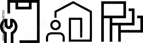 Property Management and Maintenance Line Art Vector Icons