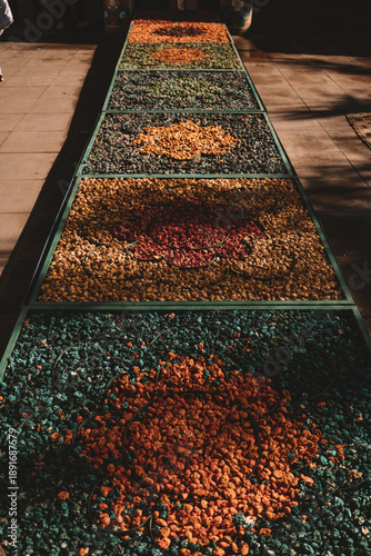 Colorful traditional mosaic pattern in Marrakech medina