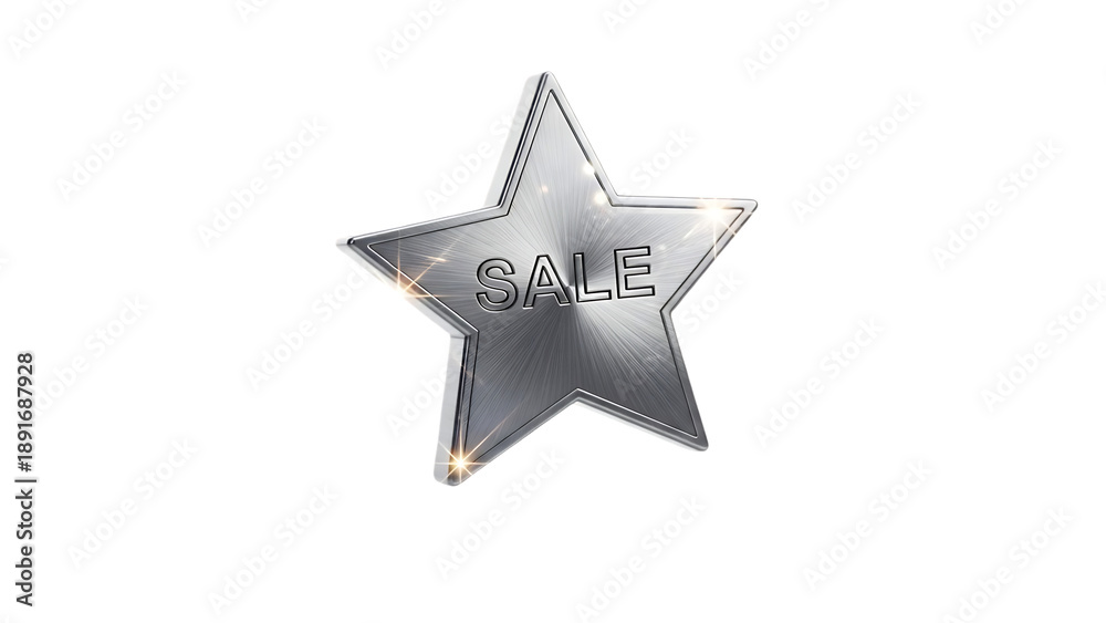 Obraz premium Silver star shape isolated on transparent background