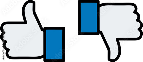 Thumbs Up and Down Hand Gesture Feedback Vector Icon