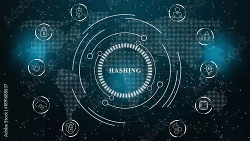 Schilderij op canvas hashing ,Business, technology, internet and networking concept ,blockchain business concept ,decentralized financial
