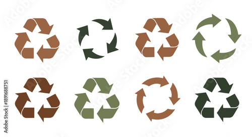 Recycling Symbols Collection in Earth Tones for Eco-Friendly Design and Sustainability
